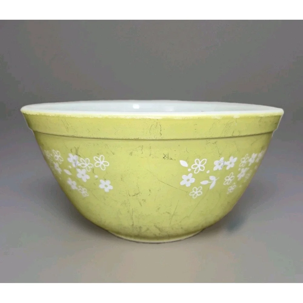 Vintage Pyrex Spring Blossom Crazy Daisy Green Mixing Bowls 401 402 403